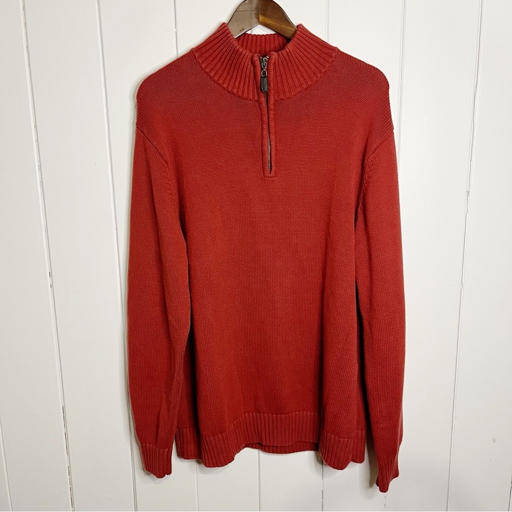 L.L. Bean 100% Cotton Rust Quarter Zip Sweater. Size XL.